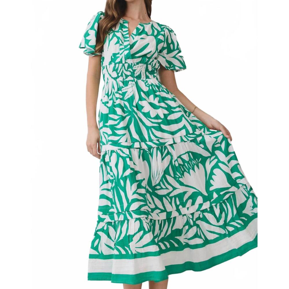 NEW PRETTY FOLLIES breezy midi dress in green